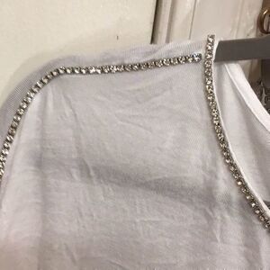 Women’s rhinestone Medium Size white blouse